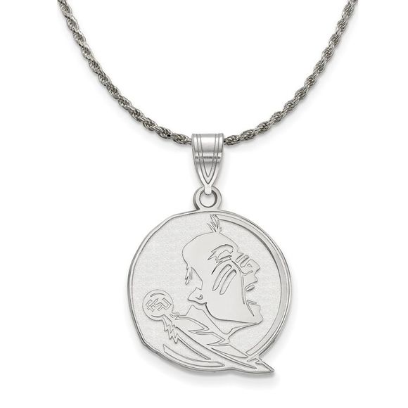 Sterling Silver Florida State Seminoles Large Logo Necklace...